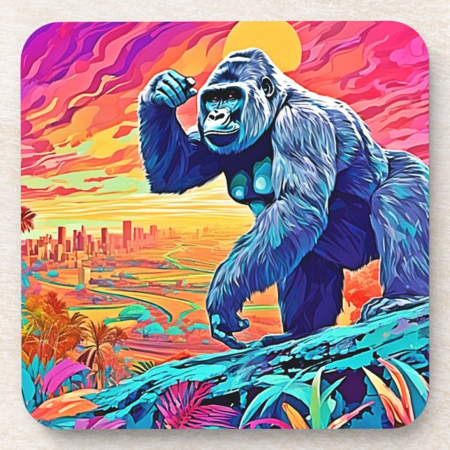Porta-copo Neon Jungle Gorilla Urban Fantasy (Frente)