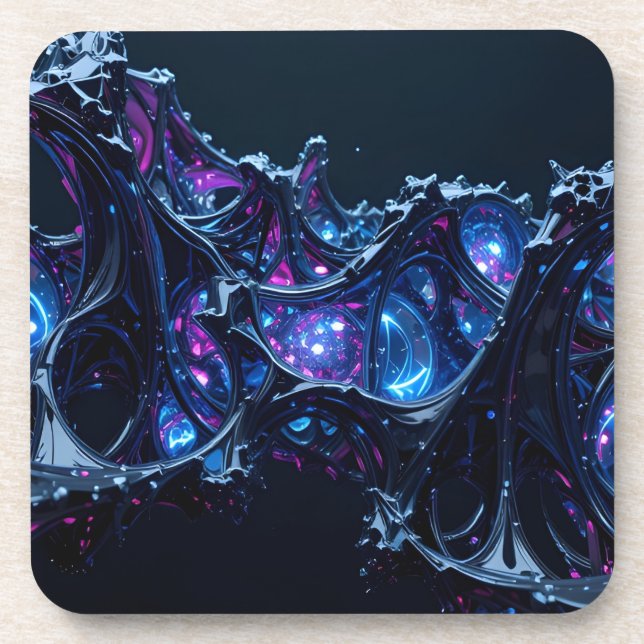 Porta-copo Neon Nexus: Estrutura Tecno-Orgânica Intertecida (Frente)