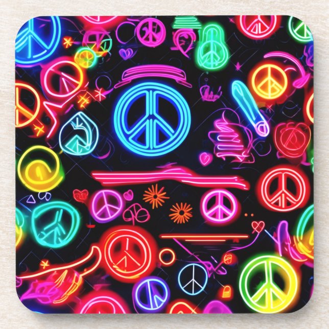 Porta-copo Neon Peace Symbol Padrões (Frente)