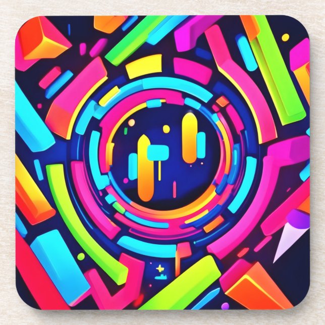 Porta-copo Neon Pulse: Uma Sinfonia Digital (Frente)