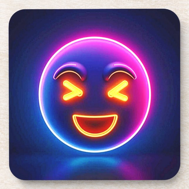 Porta-copo Neon Rindo Emoji Joy (Frente)
