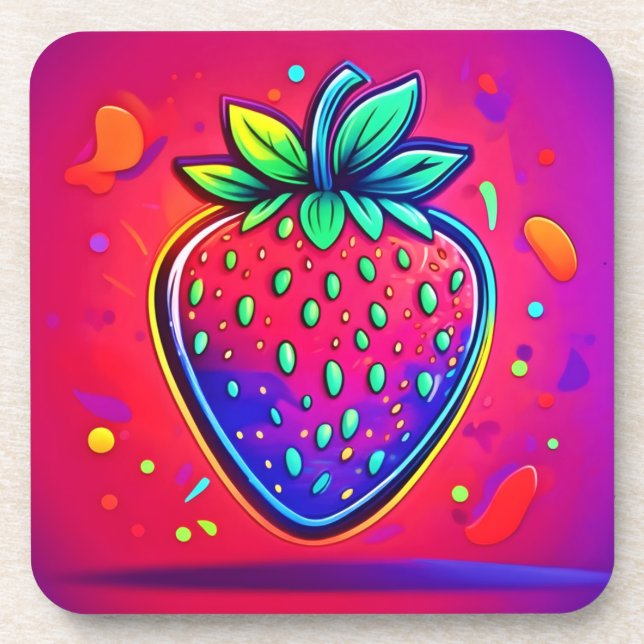 Porta-copo Neon Strawberry Pop (Frente)