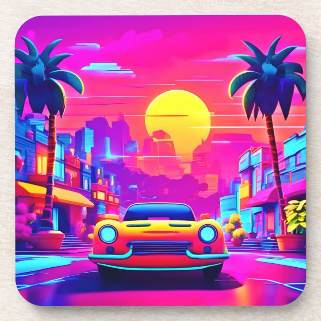 Porta-copo Neon Sunset City Drive (Frente)