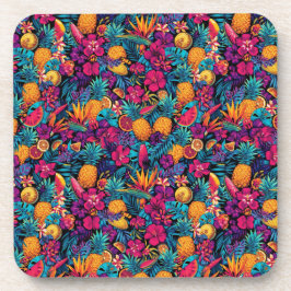 Porta-copo Neon Tropical Fruit Flower Coaster Set - Pineapple