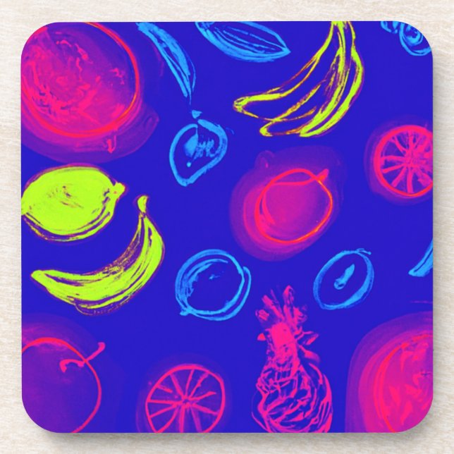 Porta-copo Neon Tropical Fruta Padrões Art Comprar Agora (Frente)
