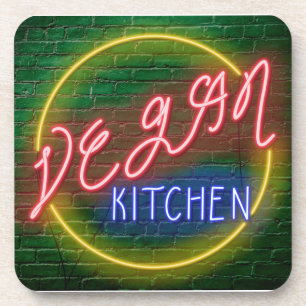 Porta-copo Neon Vegan Kitchen Sinal