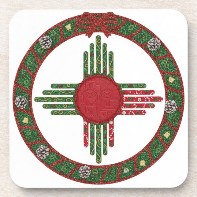Porta-copo New Mexico Zia Sun Christmas (Frente)