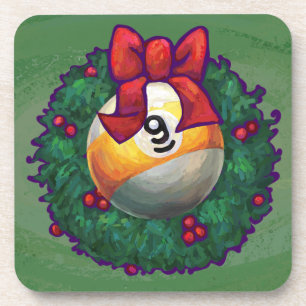 Porta-copo Nine Ball in Wreath on Green