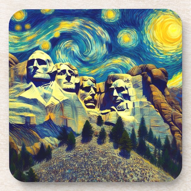 Porta-copo Noite Estrelada Mt. Rushmore Dakota do Sul (Frente)