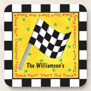 Porta-copo Nome Checkered da bandeira do fã da raça do moto