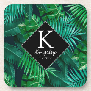Porta-copo Nome da Família de Folhas Tropicais Elegante