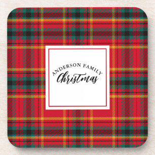 Porta-copo Nome da Família de Xadrezes de Natal Tartan