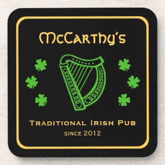 Porta-copo Nome da família personalizada de shamrock harp ver