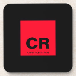 Porta-copo Nome do Monograma Crio Vermelho Preto Presente Per