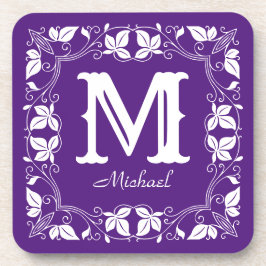 Porta-copo Nome do Monograma Personalizado Floral Clássico da