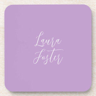 Porta-copo Nome Elegante de Manuscrito Lilac e Cor Rosa