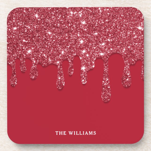 Porta-copo Nome Personalizado de Drivers de Glitter Vermelho (Frente)