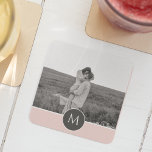 Porta-copo Nome personalizado e foto minimalista cor-de-rosa<br><div class="desc">Nome personalizado e foto minimalista cor-de-rosa pastel</div>