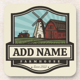 Porta-copo NOME Personalizado Farmhouse Rustic Farmhouse Old 