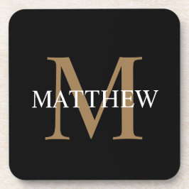 Porta-copo Nome Personalizado Monograma Preto