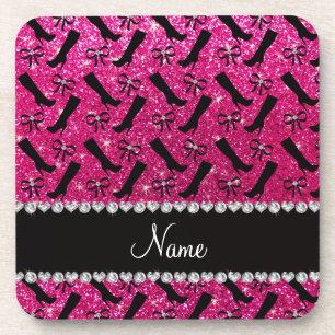 Porta-copo Nome personalizado neon hot pink glitter inicializ