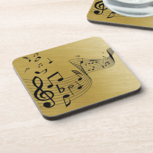 Porta-copo Notas Musicais Dourado Brilhante