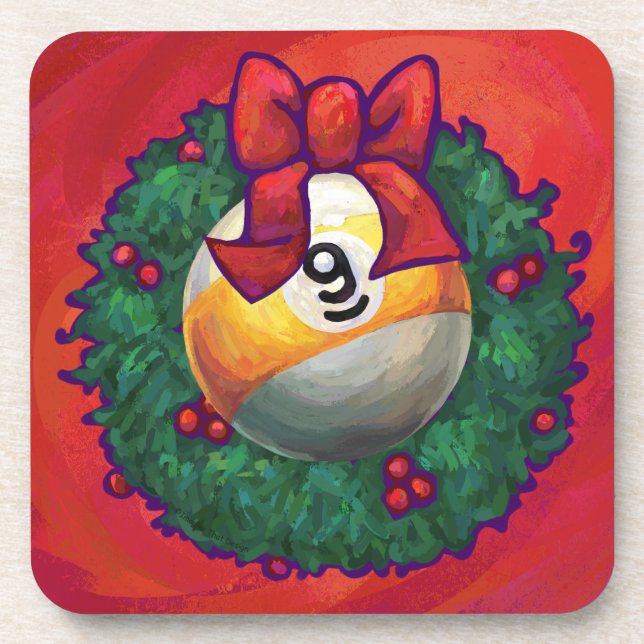 Porta-copo Nove Ball em Fúria de Natal em Vermelho (Frente)