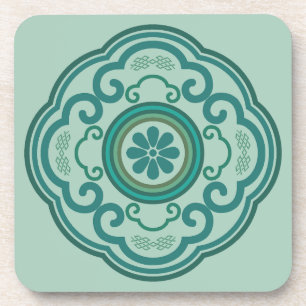 Porta-copo nuvem verde tradicional chinesa de Ruyi