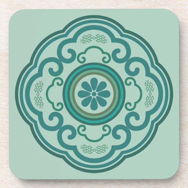 Porta-copo nuvem verde tradicional chinesa de Ruyi (Frente)