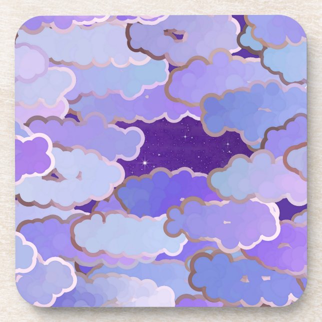 Porta-copo Nuvens japonesas, crepúsculo, violeta e roxo profu (Frente)