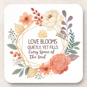 Porta-copo O Amor Floresce Silenciosamente – Aquarela de Cita