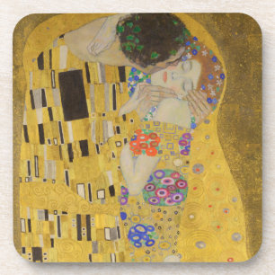 Porta-copo O Beijo, Pintura a Óleo Art Nouveau, Gustav Klimt