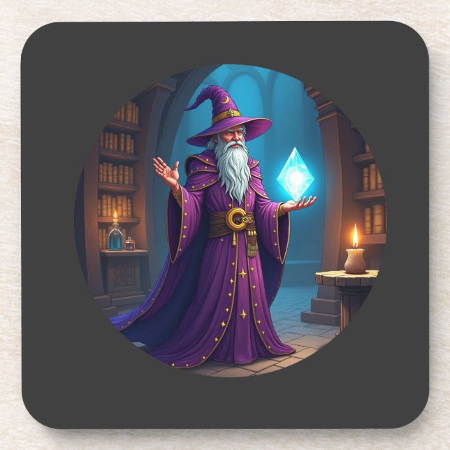 Porta-copo O Feiticeiro Consulta Seu Cristal Mágico (Frente)