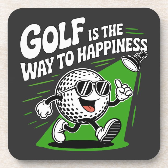 Porta-copo O golfe é o caminho para a felicidade (Frente)
