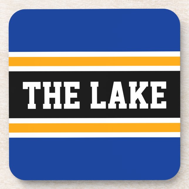 Porta-copo O LAGO Marinho atlético  azul amarelo estrias pret (Frente)