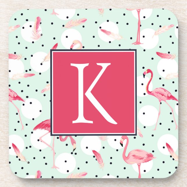 Porta-copo O pássaro do flamingo com penas | adiciona sua (Frente)