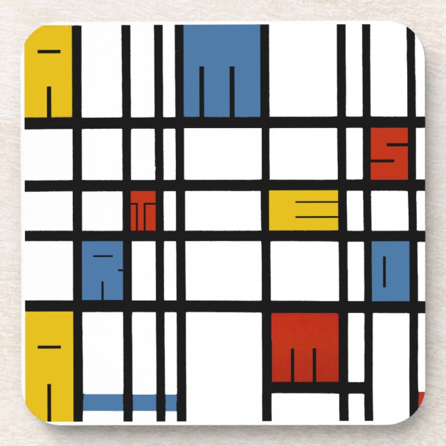 Porta-copo O quebra-cabeça de Amsterdão (estilo de Mondrian) (Frente)