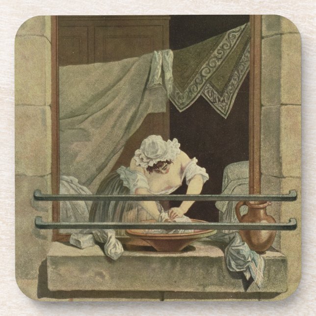 Porta-copo O Washerwoman, gravado por J. Laurent Julien (c1 (Frente)