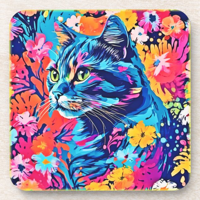 Porta-copo Obras-primas: Arte Ideal Para Pintura De Gato (Frente)
