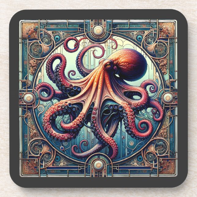 Porta-copo Octopus Art Deco (Frente)