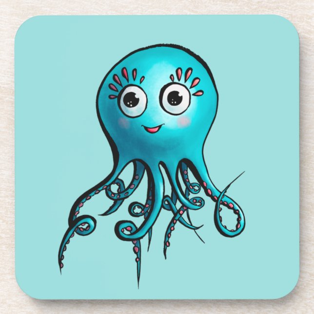 Porta-copo Octopus Azul-Cinto - Cartoon Sea Animal de Kawaii (Frente)