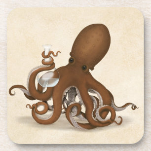 Porta-copo Octopus com o Flask de Química Steampunk Náutico