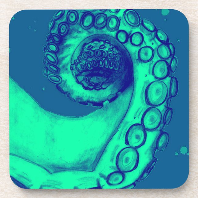 Porta-copo Octopus Náutico Teal e Marinho Tentáculo (Frente)