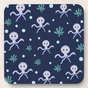 Porta-copo Octopus sob o padrão das crianças do mar