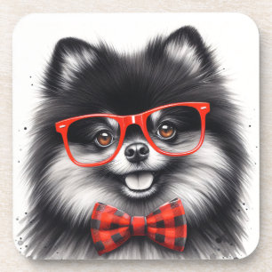 Porta-copo Óculos de Nerd Vermelho da Pomerânia