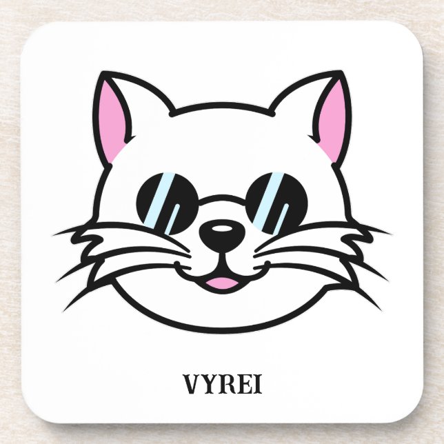 Porta-copo Óculos Pretos Vestidos de Gatos Brancos / Óculos e (Frente)