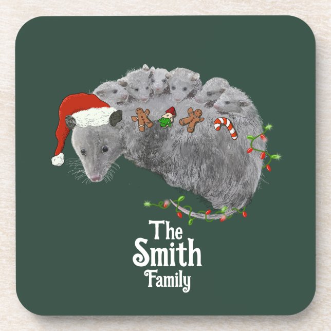 Porta-copo Ogambá Christmas Baby Possum Embalado em Luzes (Frente)