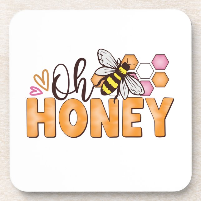 Porta-copo Oh Honey – Sweet Bumblebee & Geometric  (Frente)