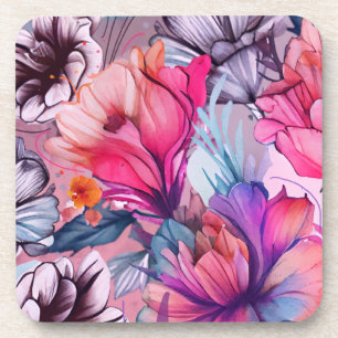 Porta-copo Olá, Primavera Felicidade, Flores Púrpuras Rosa