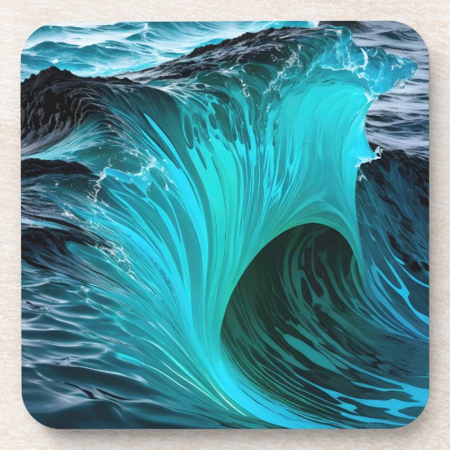 Porta-copo "Ola Tiburón" Onda Azul De Tubarão (Frente)